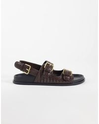 Mango - Woven Faux Leather Flat Sandal - Lyst