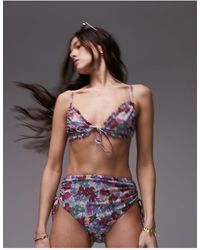 TOPSHOP - Mix And Match Frill Tie Front Triangle Bikini Top - Lyst