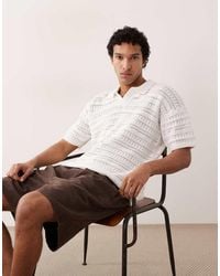 Only & Sons - Drop Shoulder Open Knit Split Neck Polo - Lyst