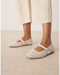 Asos Design Wide Fit - – lottie – mary-jane-ballerinas mit gewebtem obermaterial - Lyst