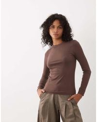 New Look - Crew Neck Ribbed Long Sleeve Top - Lyst
