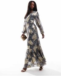 Finding Friday - Metallic Printed Balloon Sleeve Maxi Dress - Lyst
