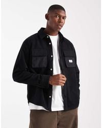 Parlez - Chaqueta Negra Estilo Camisa De Manga Larga Con Bolsillos Y Logo De Felpa De -Negro - Lyst