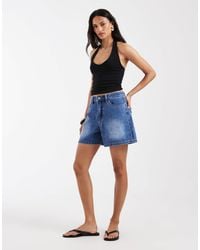 Object - High Waisted Loose Fit Denim Shorts - Lyst