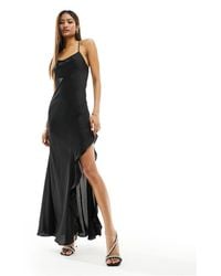 New Look - Strappy Ruffle High Split Slip Maxi Dress - Lyst