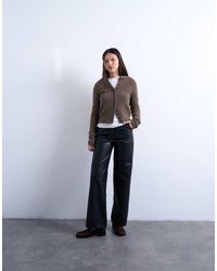 TOPSHOP - Broek Van Imitatieleer Met Rechte Pijpen En Naden - Lyst