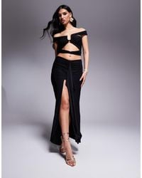 Missy Empire - Slinky High Low Drape Front Maxi Skirt Co-ord - Lyst