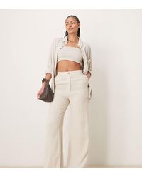 ASOS - Pantalones De Pernera Recta Holgada De Mezcla De Lino De Tall-Neutro - Lyst