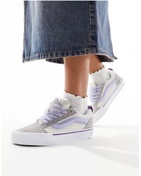 Vans - Knu skool - sneakers grigie e bianche con lacci viola - Lyst