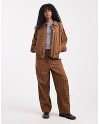ASOS - Textured Barrel Leg Pull On Trousers Co-ord With Seam Detail - Lyst
