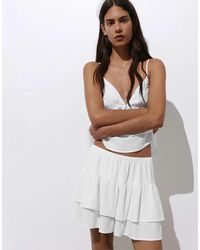 Pull&Bear - Minigonna Bianca Con Volant - Lyst