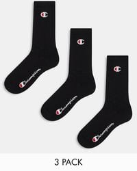 Champion - Confezione Da 3 Paia Di Calzini Corti Neri - Lyst