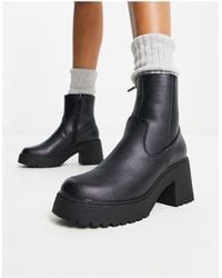 New Look - Botas negras estilo calcetín con tacón y suela gruesa - Lyst