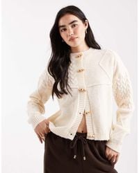 Daisy Street - Cable Knit Cardigan With Toggles - Lyst
