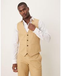 ASOS - Linen Blend Slim Suit Waistcoat - Lyst