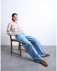 TOPSHOP - Knitted High V Horizontal Stitch Jumper - Lyst