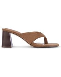 SEQWL - Block Heel Thong Mules Slip On Strappy Flip Flop Sandals - Lyst