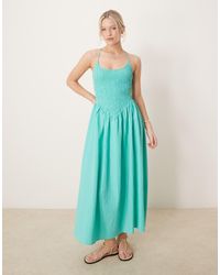 ASOS - Scoop Neck Crinkle Maxi Dress With Cross Back - Lyst