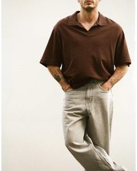 Pull&Bear - Gebreid Poloshirt Met Korte Mouwen - Lyst