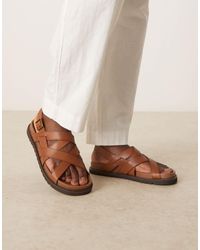 ASOS - Sandales en cuir à brides croisées - fauve - Lyst