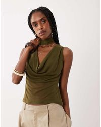 ASOS - Semi Sheer Knit Look Cowl Scarf Neck Tank Top - Lyst