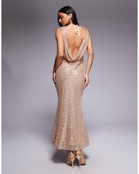 TFNC London - Cowl Neck Maxi Dress With Open Back - Lyst