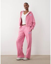 Kaiia - Cotton Rich Printed Logo Wide Leg Jogger Co-Ord - Lyst