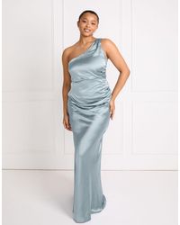 Six Stories - Bridesmaid Satin One Shoulder Bias Maxi Dress - Lyst