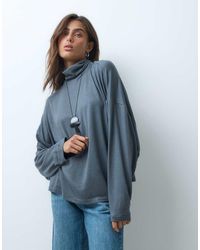 ASOS - Drapey Batwing Turtle Neck Long Sleeve Top - Lyst