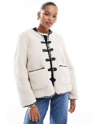 Object - Teddy Fleece Contrast Trim Jacket - Lyst