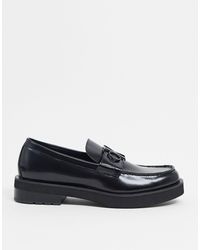 Calvin klein norwood chunky logo sale loafers in black