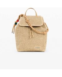Desigual - Mochila Pequeña Con Charms De Rafia-Neutro - Lyst