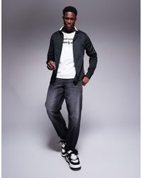 ARMANI EXCHANGE - Camicia Nera Con Colletto A Righe A Contrasto - Lyst