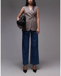 ARKET - Super Soft Denim Wide Leg Trousers With Tailored Waistband And Pleat Front - Lyst