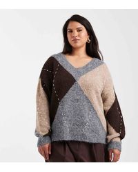 Vero Moda - Oversized Argyle Knitted Jumper - Lyst