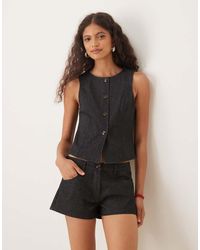 Motel - Anila Button Through Denim Vest - Lyst