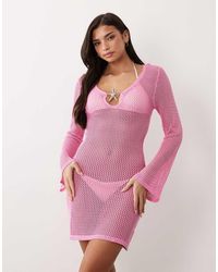 South Beach - Long Sleeve Crochet Mini Dress - Lyst