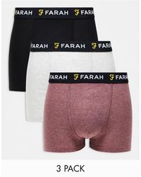Farah - Confezione da 3 boxer neri, grigi e bordeaux mélange - Lyst