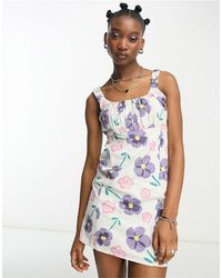 Daisy Street - Vestido corto con diseño floral vintage - Lyst