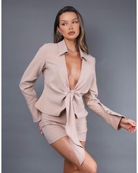SIMMI - Tie Front Plunge Shirt - Lyst
