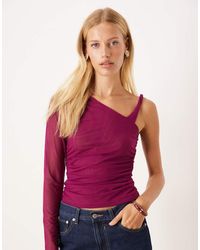 ASOS - Twist Strap Asymmetric Mesh Top - Lyst