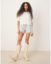 ASOS - Boxy Cropped T-shirt With Fringe Detail - Lyst