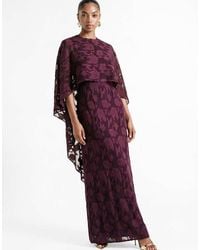 ANAYA - Floral Burnout Round Neck Cape Sleeve Maxi Dress - Lyst