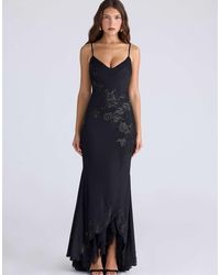 House Of Cb - Anastelle Hand Beaded Embellished Satin Maxi Dress - Lyst