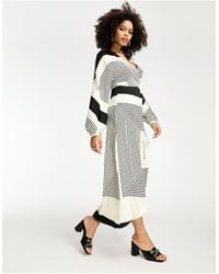 Mango - Line Print Wrap Midi Dress - Lyst