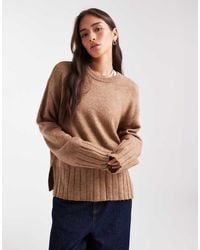 ASOS - Jersey Marrón Moca Con Mangas Anchas De Punto De -Neutro - Lyst