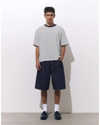 Pull&Bear - Bermuda ample en jean à pinces - Lyst
