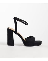 SEQWL Wide Fit - Faux Suede Platform Block Heeled Sandal - Lyst