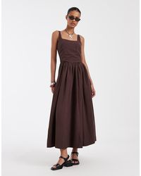& Other Stories - Corset Detail Midi Dress With Puff Skirt - Lyst
