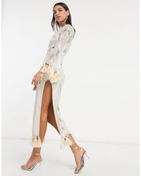 ASOS Vestido largo adornado con detalle - Neutro